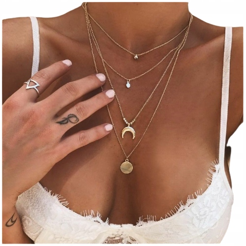 

Długi Delikatny Naszyjnik Damski Łańcuszek Złoty