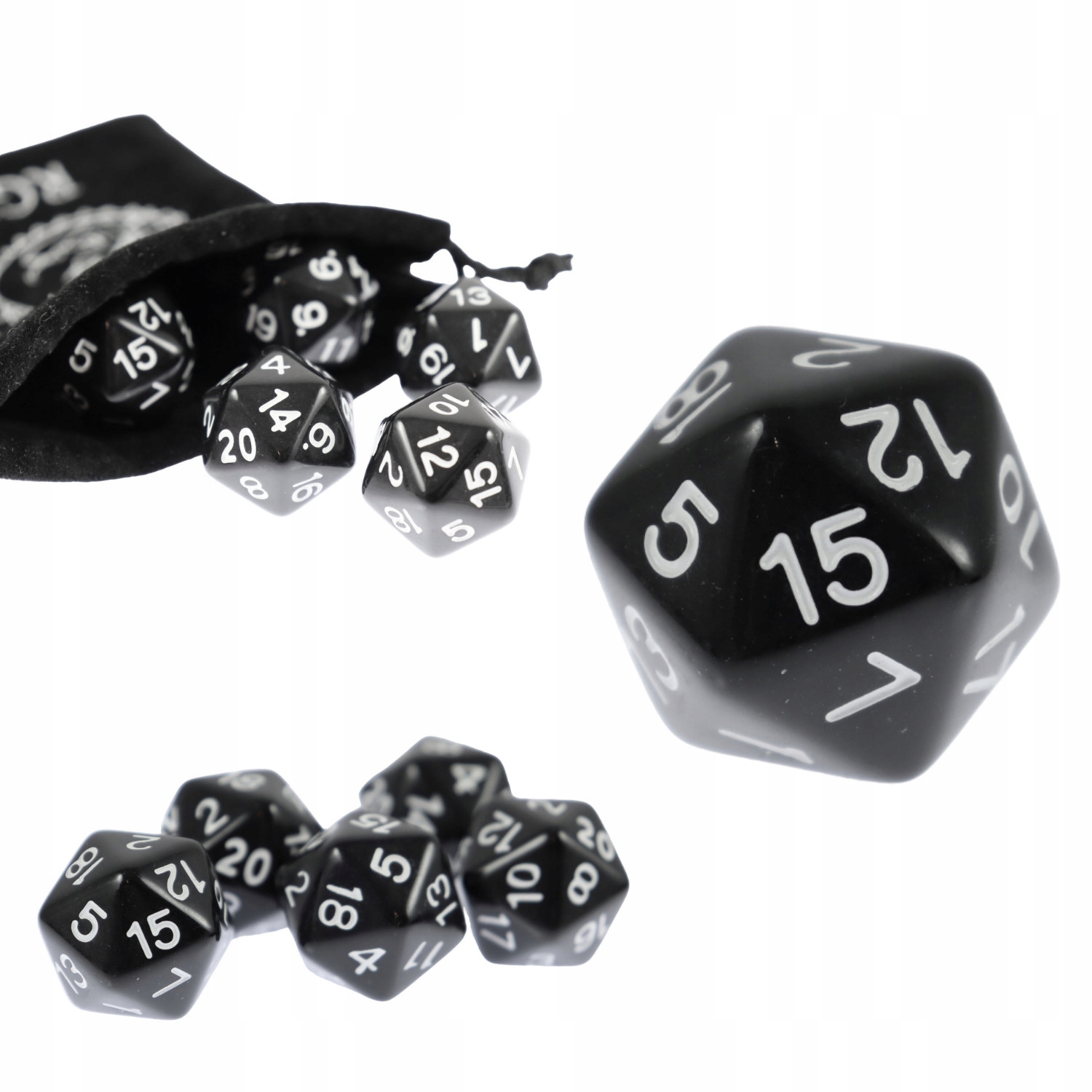 KOSTKA RPG CZARNA KOŚĆ DWUDZIESTOŚCIENNA K20