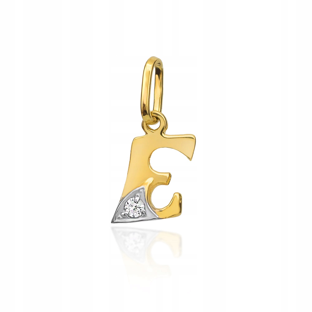 

Złota zawieszka Wisiorek Literka E z Cyrkonią p585