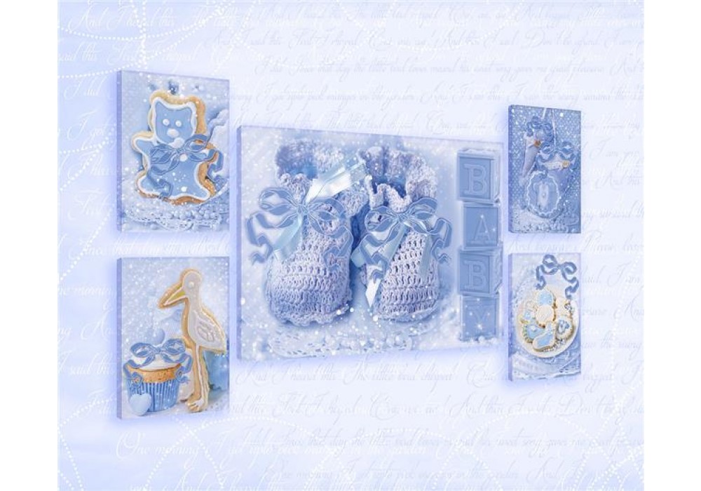 Obraz 116x66 Narození dítěte miminko plyšový medvídek čáp svatý dekor