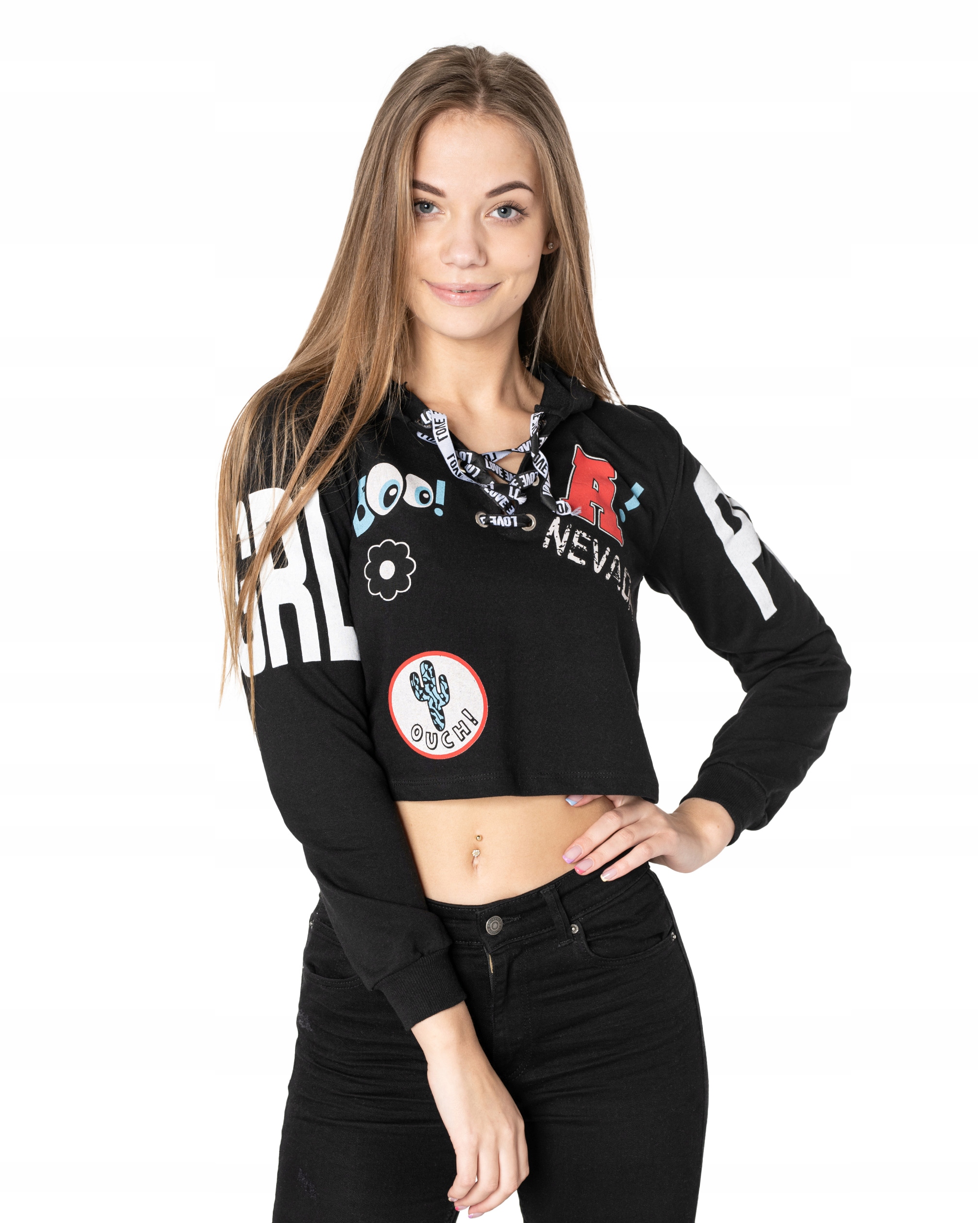 

Krótka Młodzieżowa Bluzka Crop Top Bluza 845-2 r M