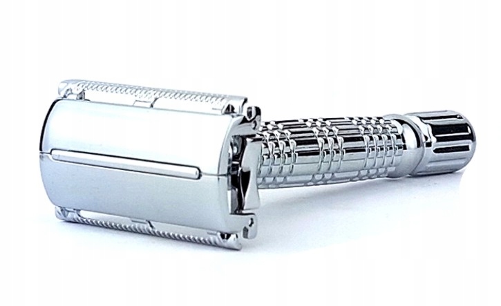 TRADYCYJNA MASZYNKA DO GOLENIA NA ŻYLETKI METALOWA DWUOSTRZOWA+ STOJAK Marka Apekt