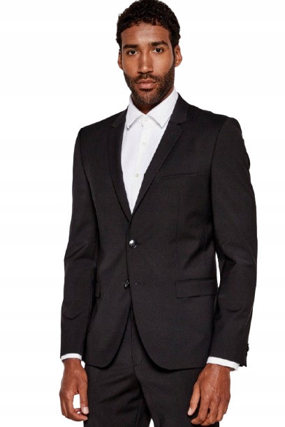 Hugo Černá Elegantní Sako S Vlnou A Knoflíky 94 J9B