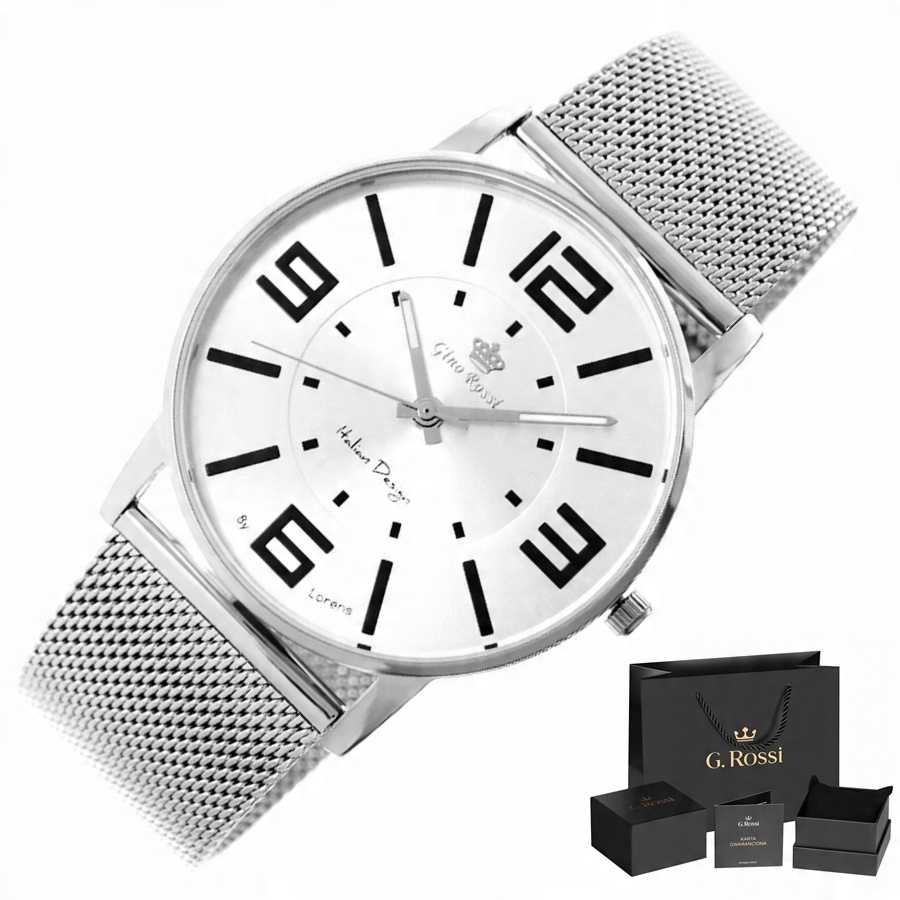 

Zegarek Damski Gino Rossi Duża Tarcza + Mesh + Box