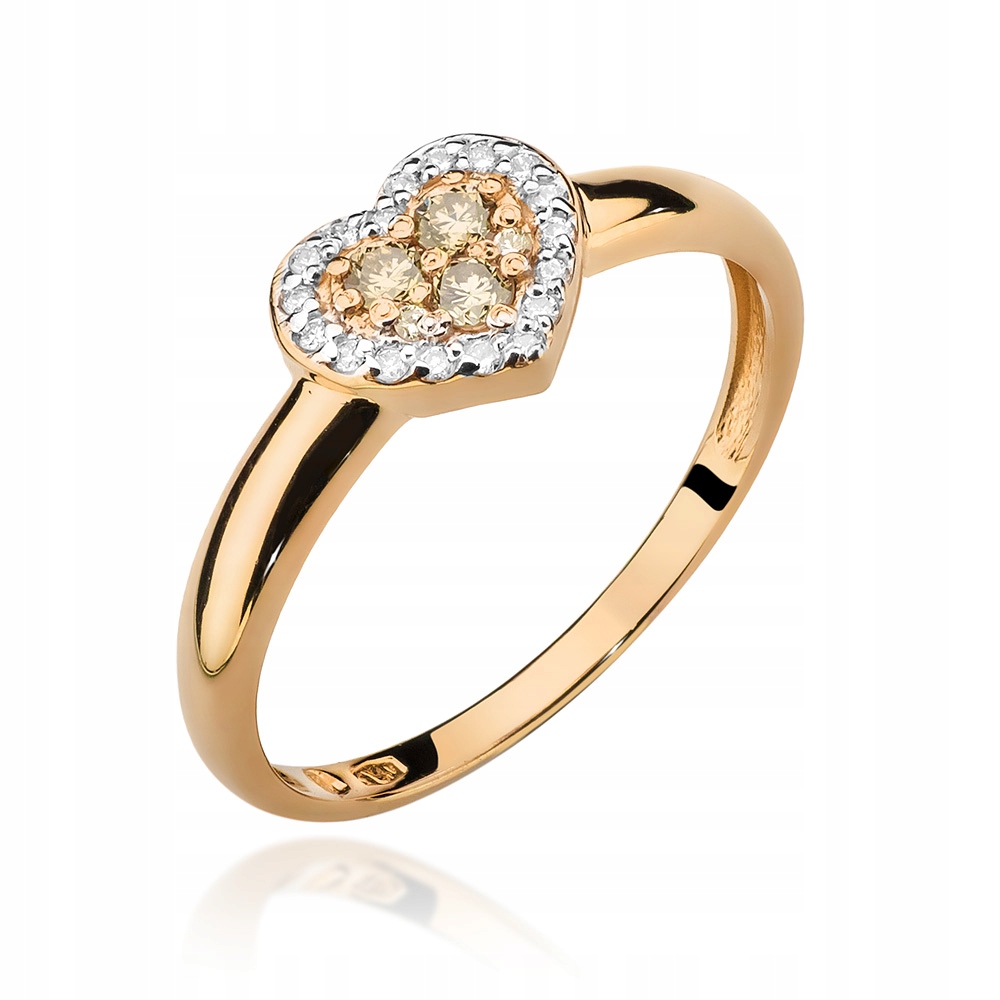 

Różowe Złoto Pierścionek Serce Brązowe Brylanty