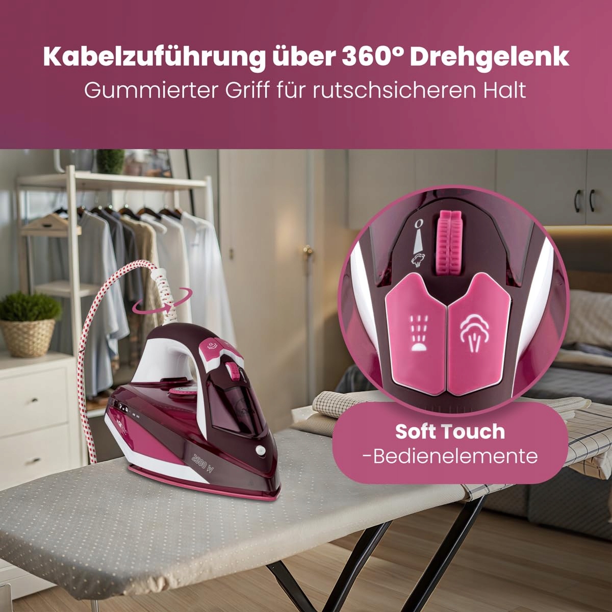 CLATRONIC Żelazko Parowe 2600W Ceramiczna Stopa 350ml — miniatura 5