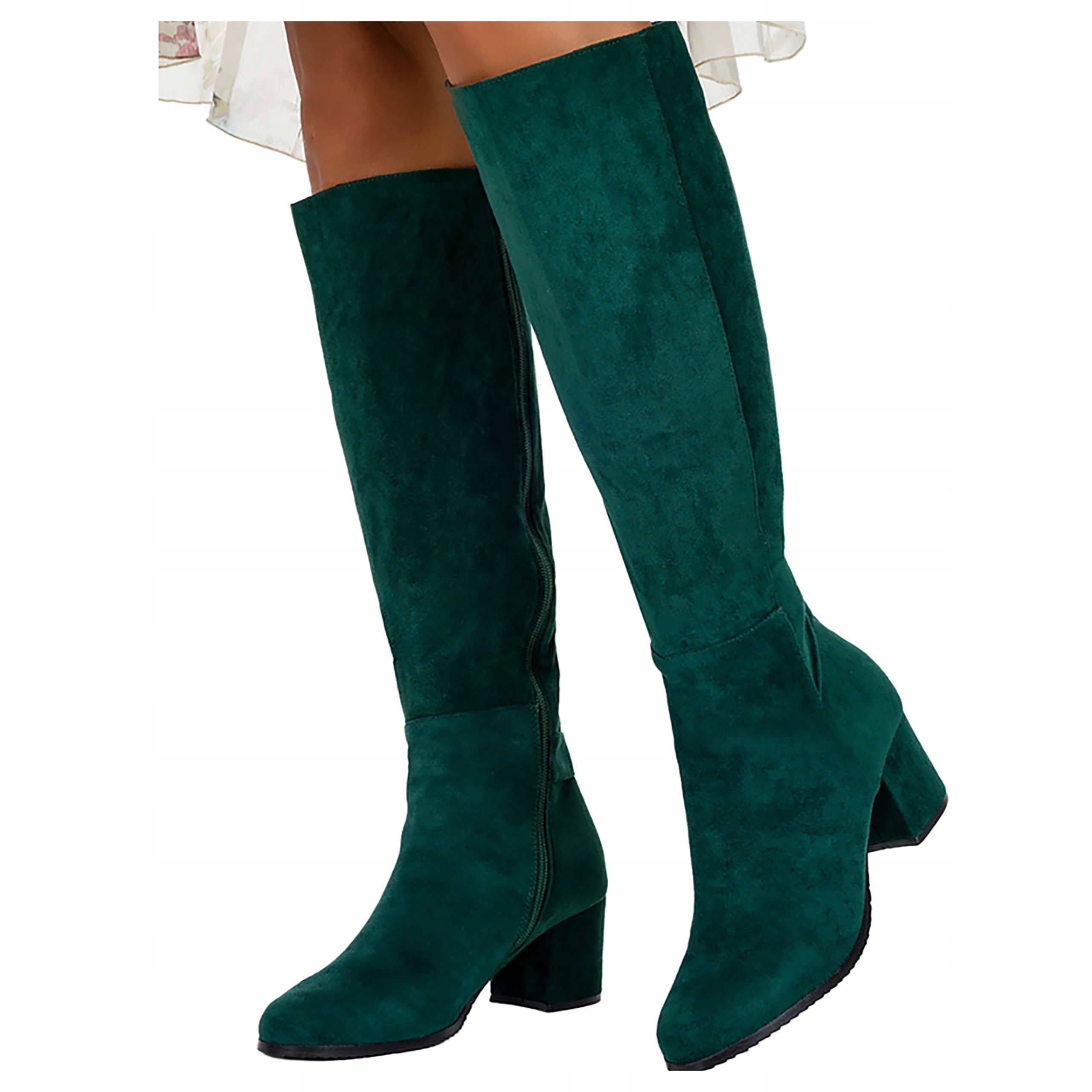 Zelené Dámské Kozačky Na Podpatku Klasické Kozačky Na Kolena vel. 41