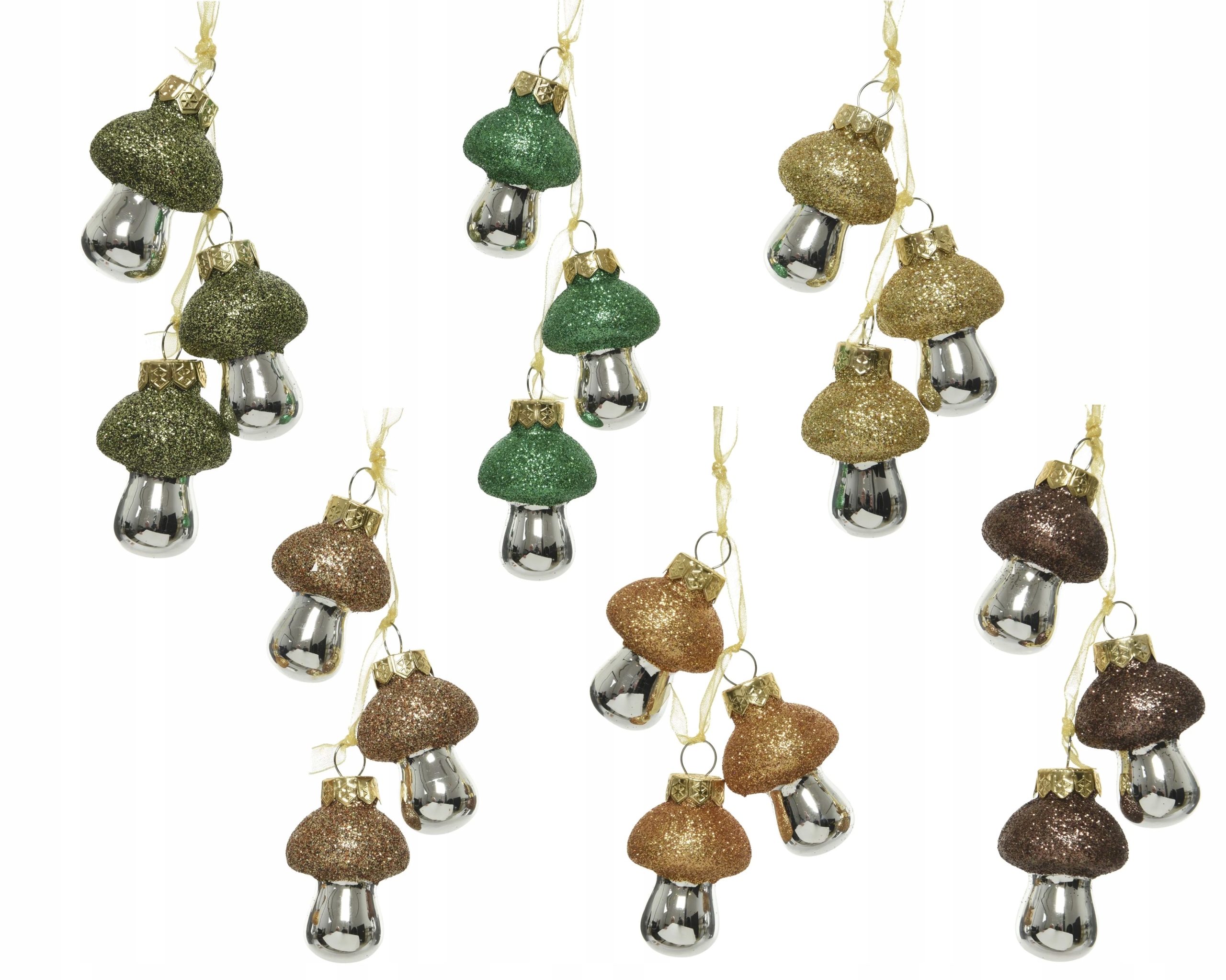 

Bombki szklane grzybki ozdoba na choinkę brokat