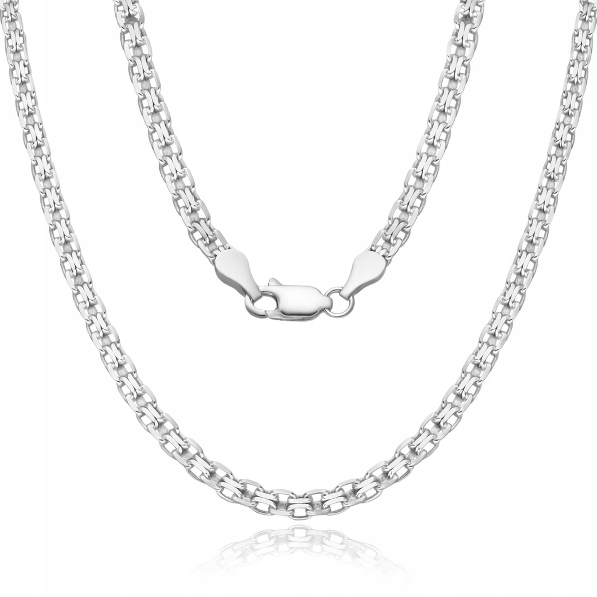 Stříbrný náhrdelník 925 Bismarck s dvojitým řetízek, klasický, 50 cm