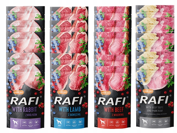 Levně Rafi Krmivo pro psy Mix Chutí 500g x 20