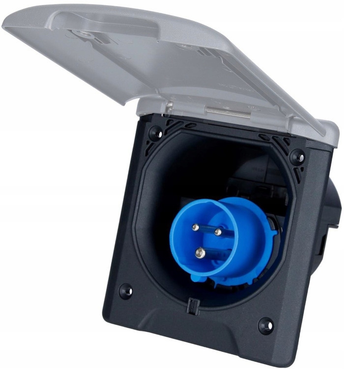 GNIAZDO ELEKTRYCZNE ZEWNĘTRZNE CEE 230V/16A SZARE