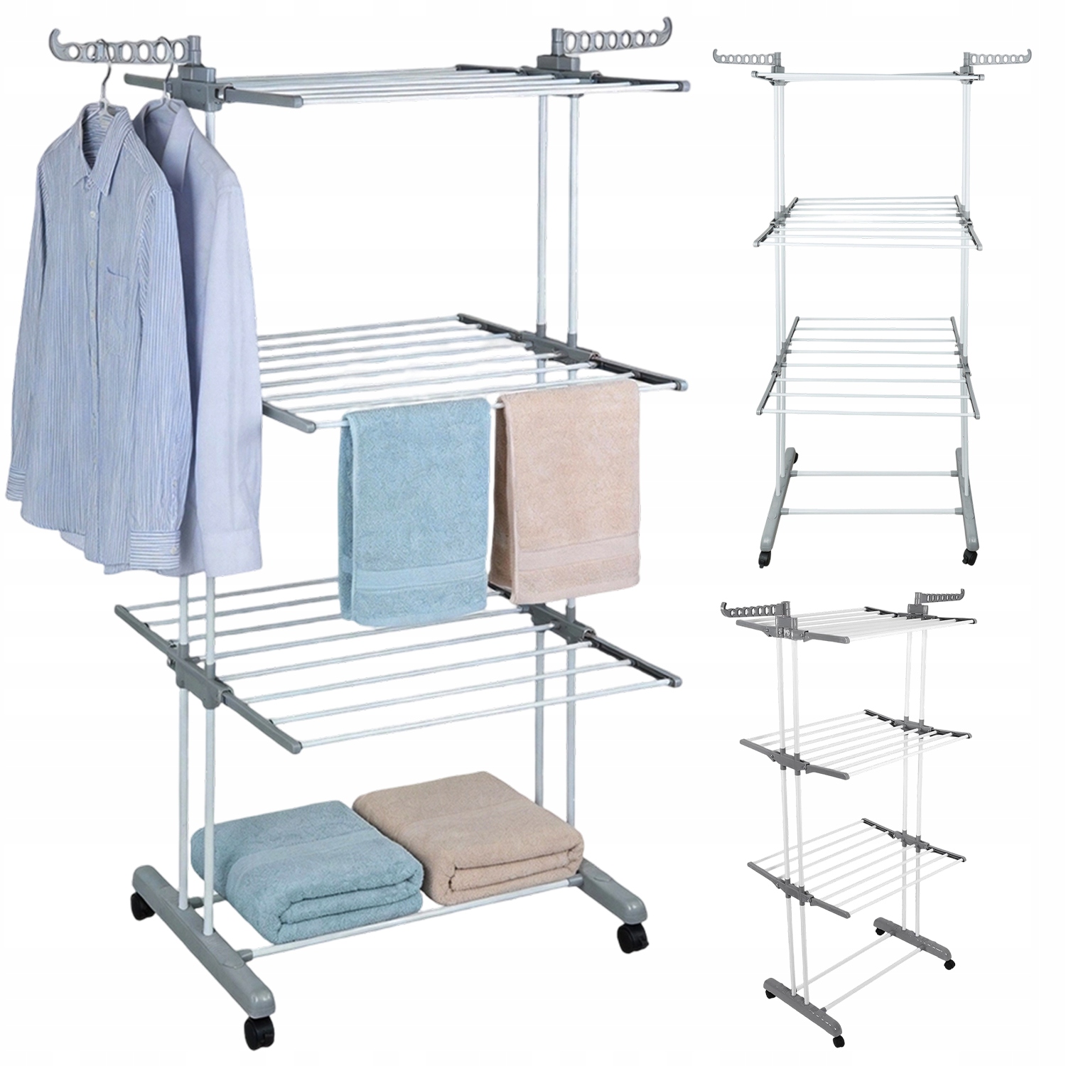 Levně Sušák Stojící V 3 Vrstvách S Dodatečným Místem Pro Věšáky