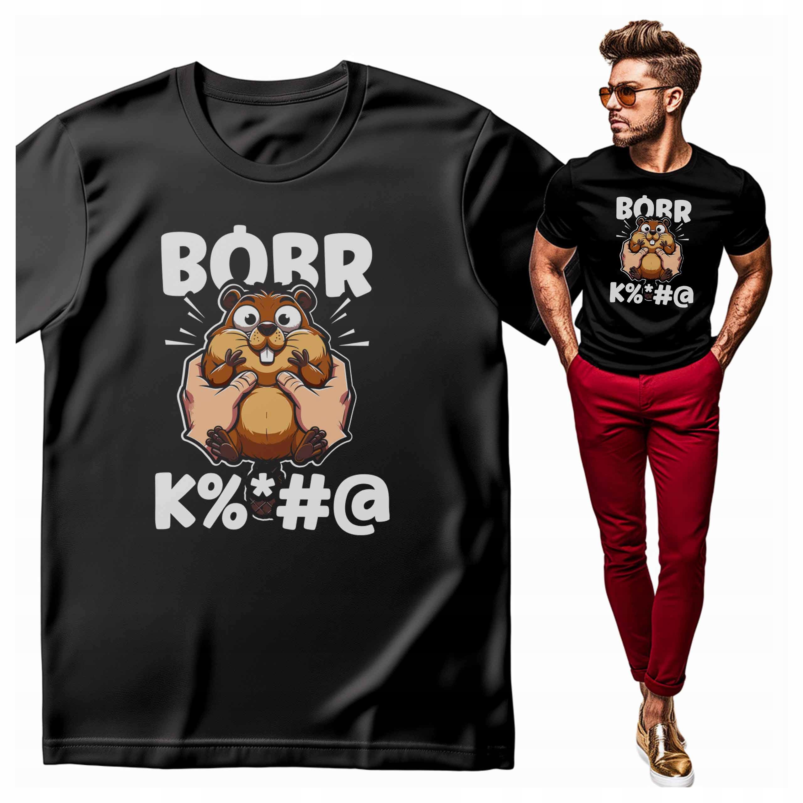 Koszulka męska z nadrukiem Bóbr ku#@! Mem