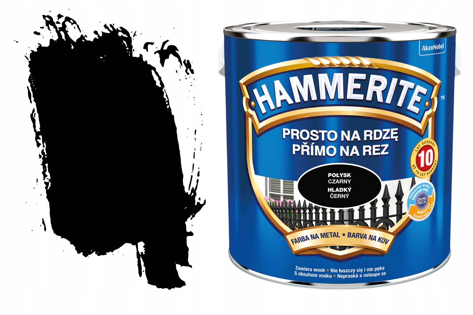 Hammerite do Metalu Drewna Antykorozyjna Na Rdzę Czarny Połysk 2,5L