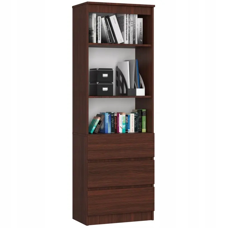 

Regał Książki Biurowy 60cm 3 Szuflady 2 Półk Wenge