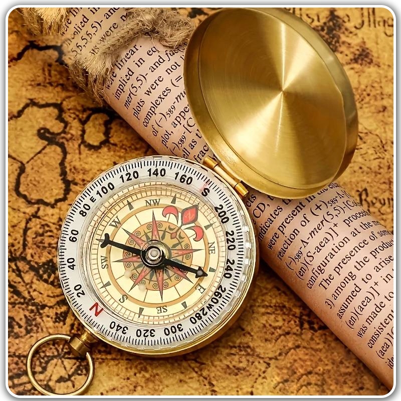 ZŁOTY KOMPAS KIESZONKOWY ZAMYKANY ŚWIECĄCY W CIEMNOŚCI STARY BRELOK BUSOLA Marka Zolta