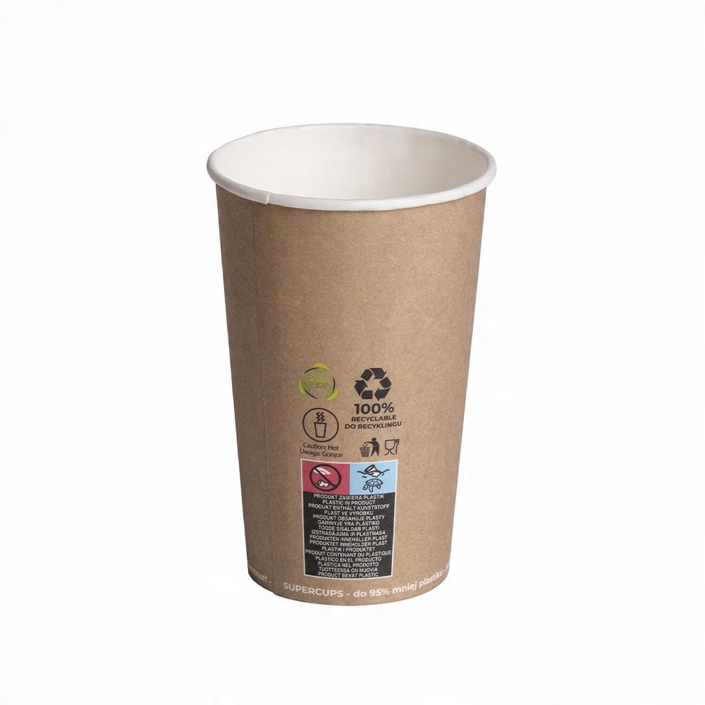 

Kubki papierowe kraft Green Leaf 400ml 50szt
