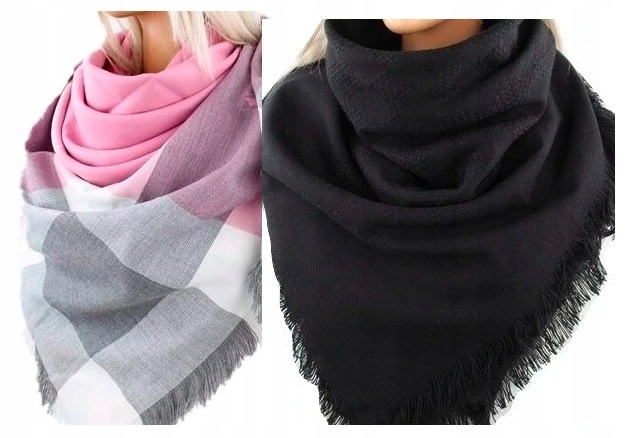 ЧЕРНО-БЕЛЫЙ ПЛАТОК В КЛЕТКУ ПОЛЬША ПРОИЗВОДСТВО ШАЛЬ
