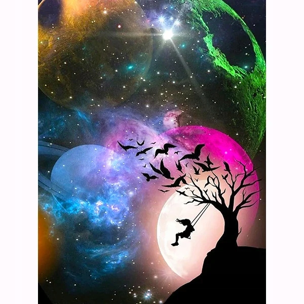 Diamantový obraz 5D malnie planeta vesmír kříž sada na šití výšivka
