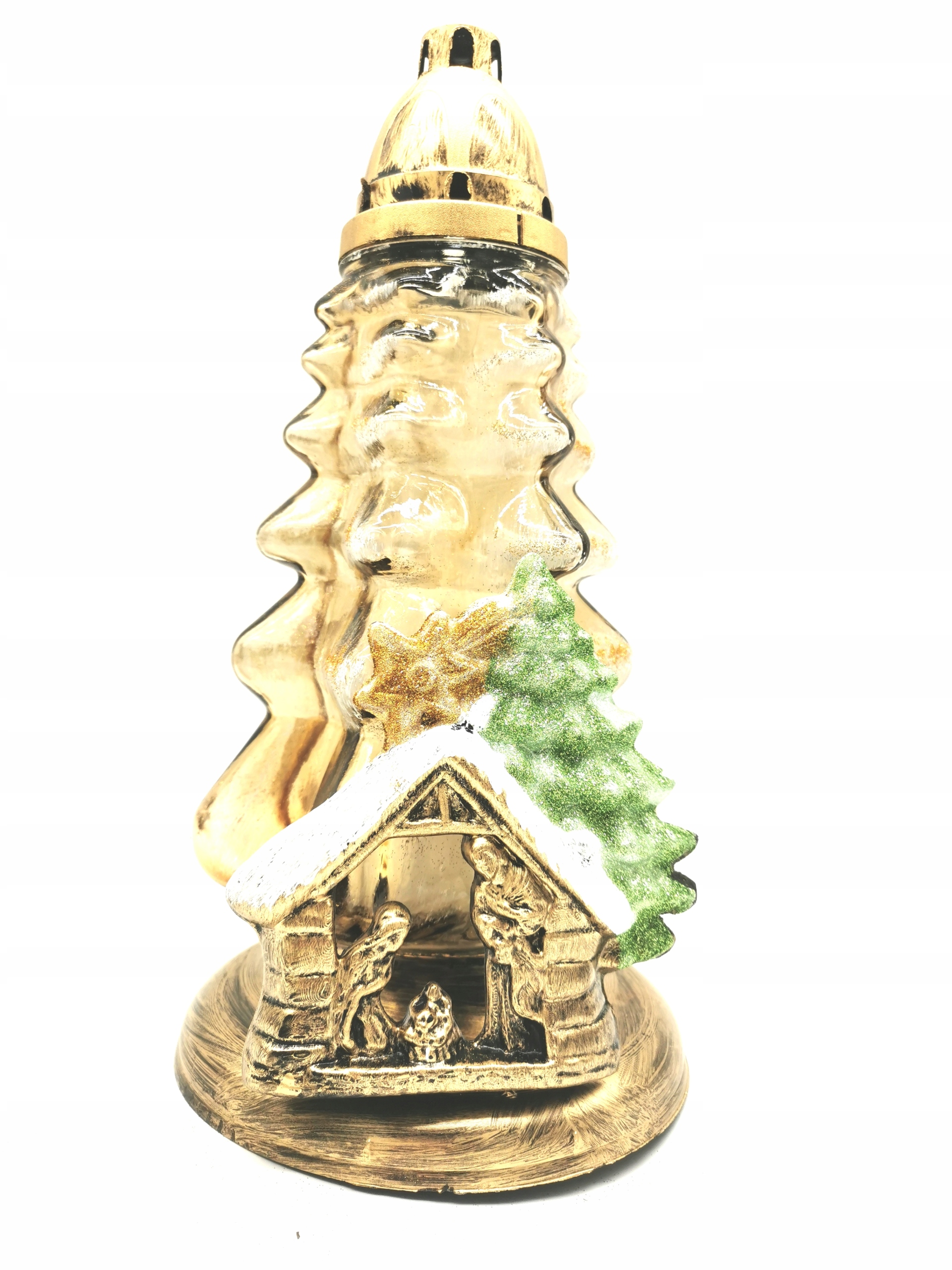 

Znicz Znicze Świąteczny Szkło Złote Choinka Święta