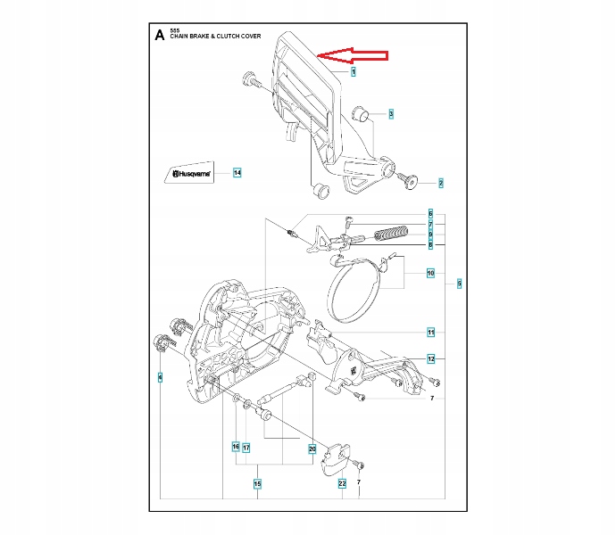 Dźwignia hamulca pilarki Husqvarna 555/560 XP/XPG Typ osłona