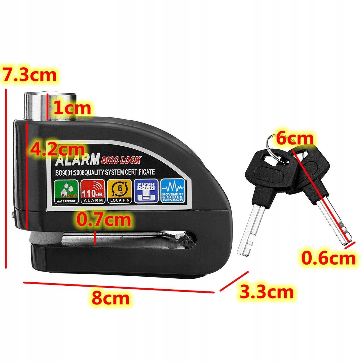 BLOKADA NA TARCZĘ HAMULCOWĄ MOTOCYKL ROWER ALARM Producent inny