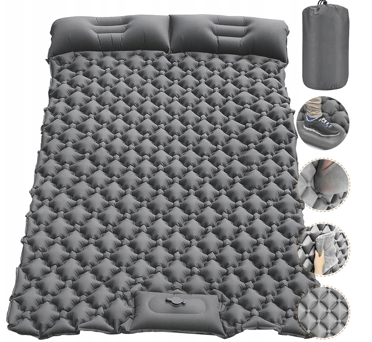 Turistická Podložka Nafukovací Matrace Pod Stan Pohodlná, Dvojitá, Voděodolná