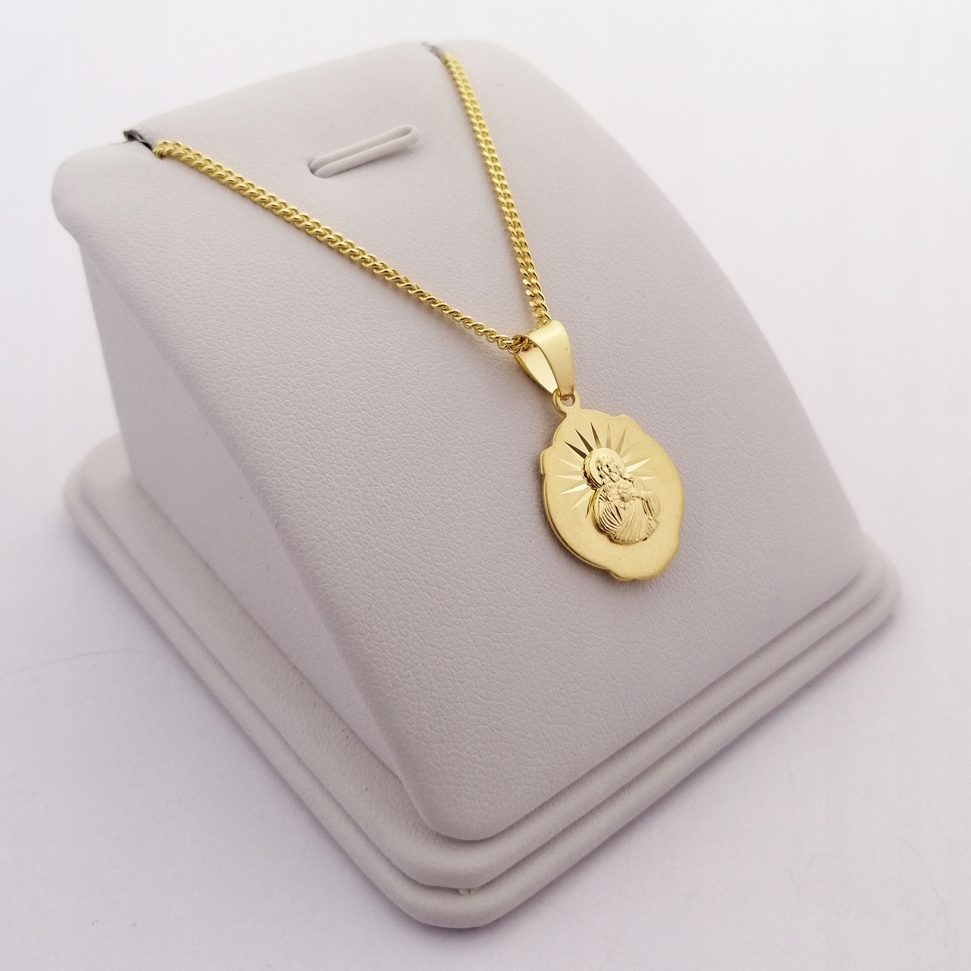 ZŁOTY ŁAŃCUSZEK KOMUNIJNY SZKAPLERZ PR. 925 GRAWER Długość całkowita 50 cm