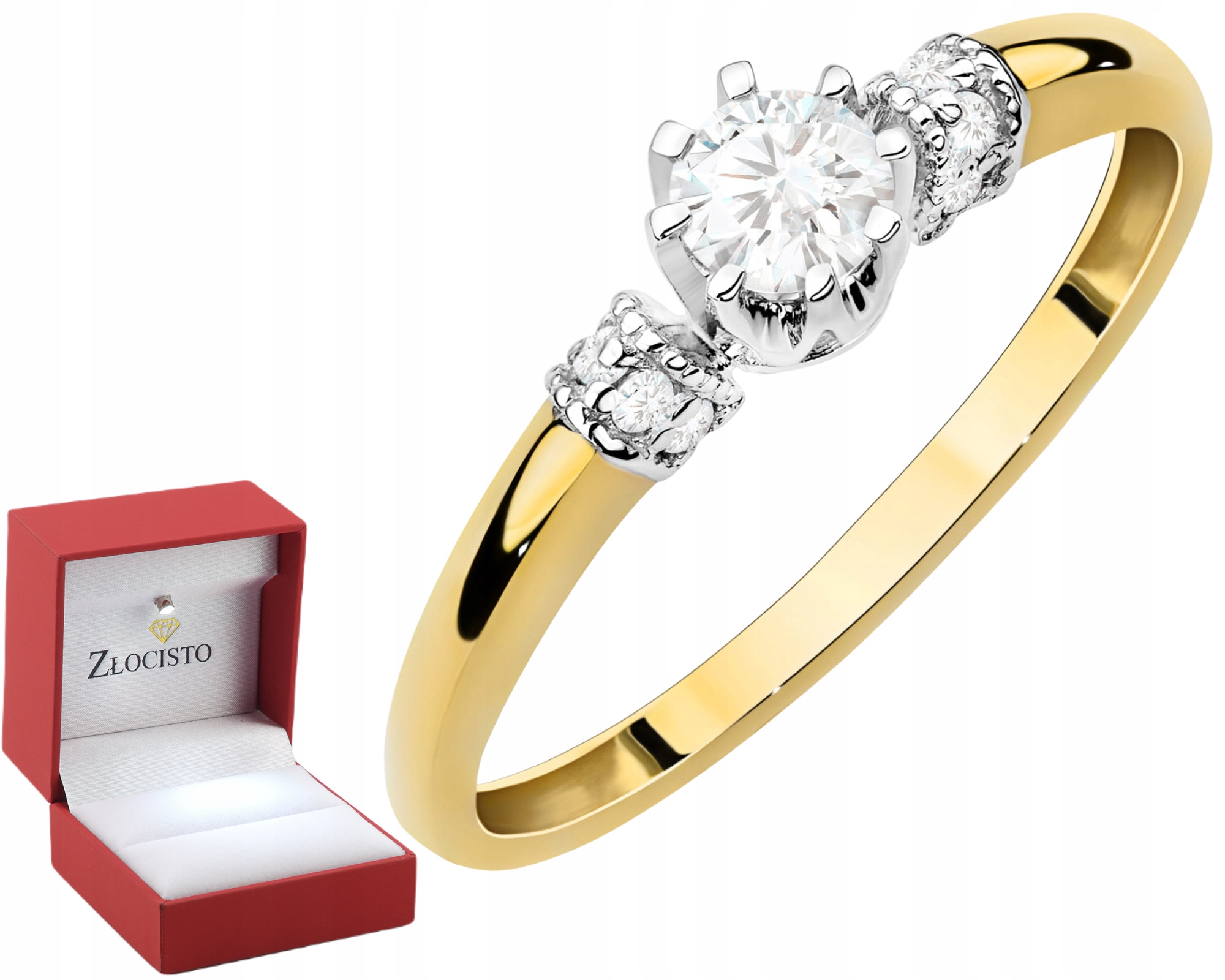 Zlatý Prstýnek Laboratorní Diamanty Zlato 585 14K Gravírování