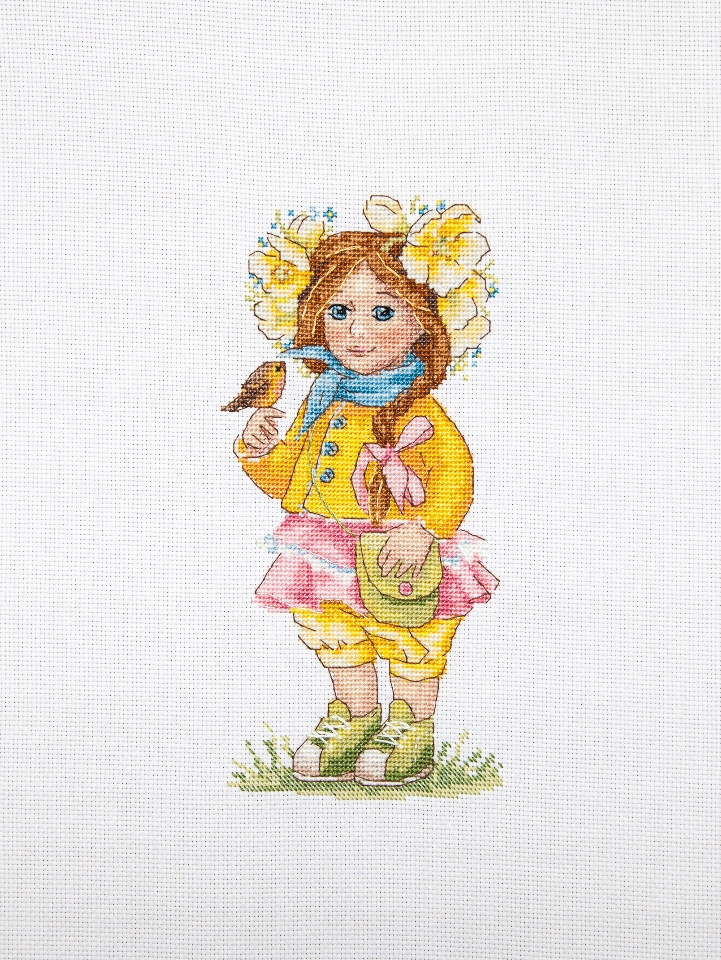 Sada pro křížkovou výšivku K-98 "Jarní dívka" 23x14 cm