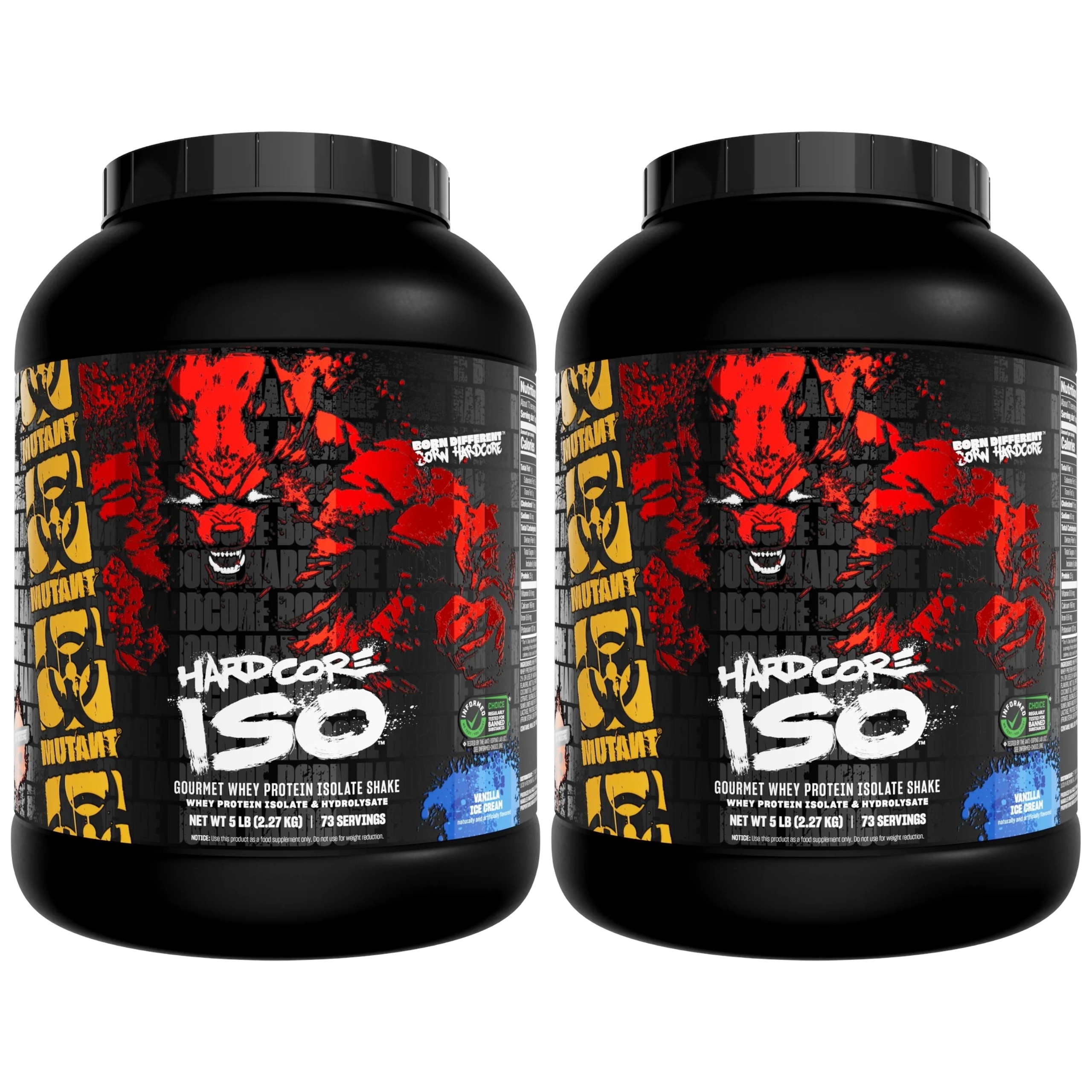 2x Proteinový Izolát Mutant Hardcore Iso 2270 g Wpi Izolát Doplněk Stravy Vanilková zmrzlina