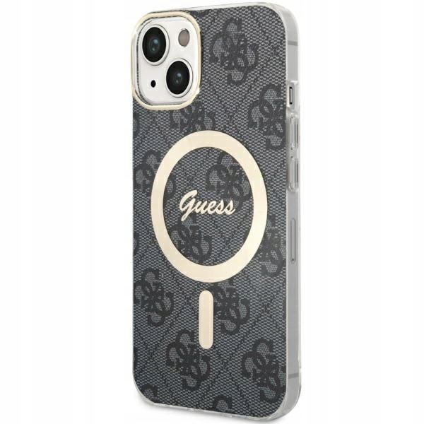 Originální pouzdro Guess pro iPhone 15 14 13 6.1", černý obal, zadní kryt MagSafe