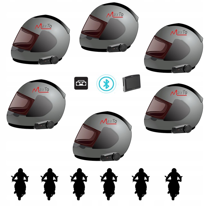 Interkom Motocyklowy MaxTo M2 FULL DUPLEX POLSKIE KOMUNIKATY GŁOSOWE RADIO Typ połączenia Bluetooth