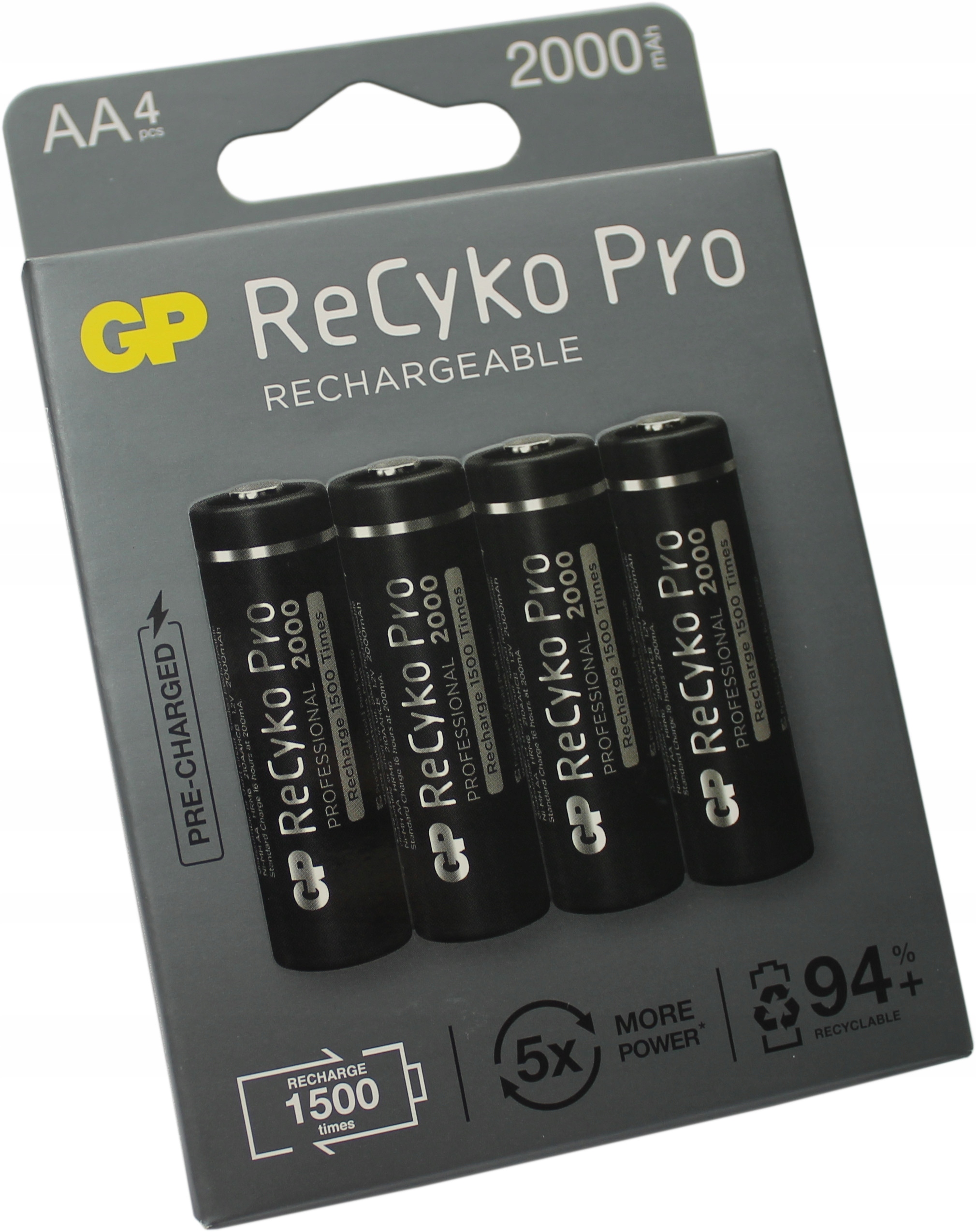 4X AKUMULATOREK AA R6 2000mAh GP BATTERY RECYKO+ PRO NiMH