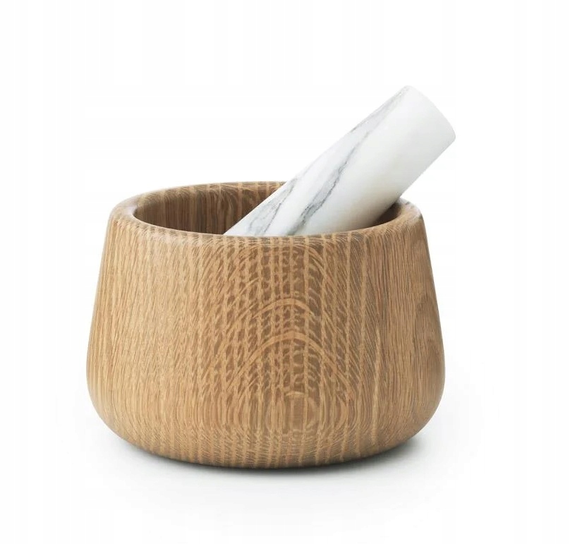 Normann Copenhagen Craft Drevený mažiar s mramorovým tĺčikom