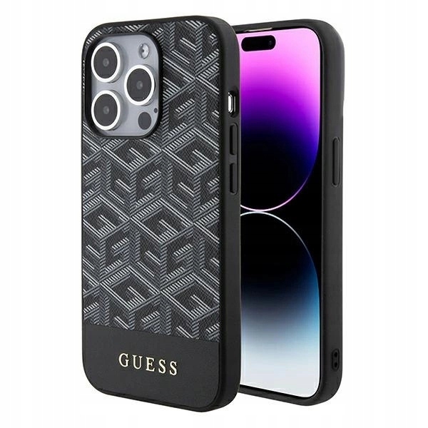 Pouzdro Guess GCube Stripes MagSafe pro iPhone 15 Pro Max černé