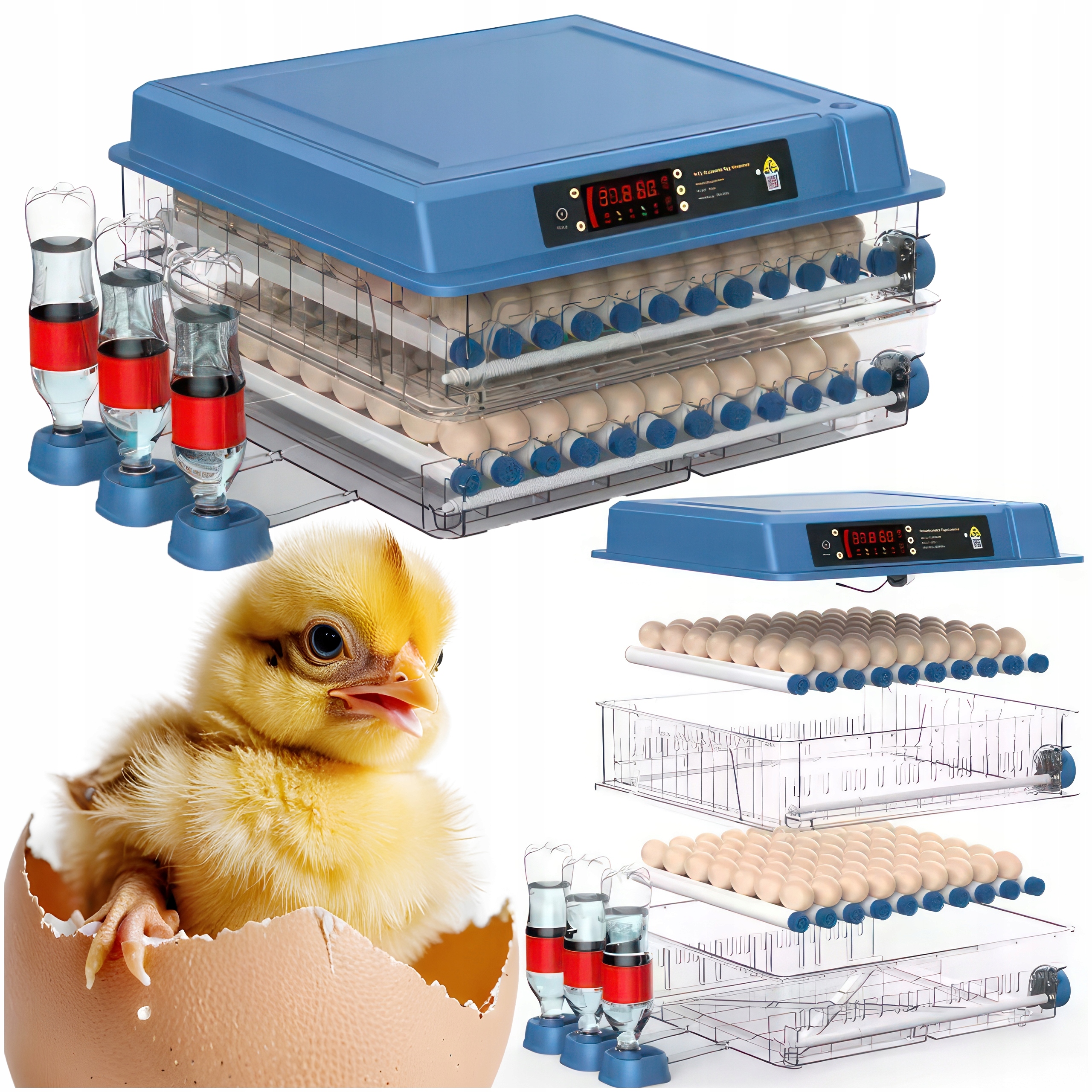 INKUBATOR DO JAJ AUTOMATYCZNY WYLĘGARKA REGULACJA TEMPERATURY 200 JAJ 80 W