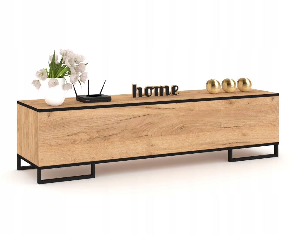 Stojící Rtv skříňka Horizontální komoda do obývacího pokoje Pawlacz Simply Craft Černá 180