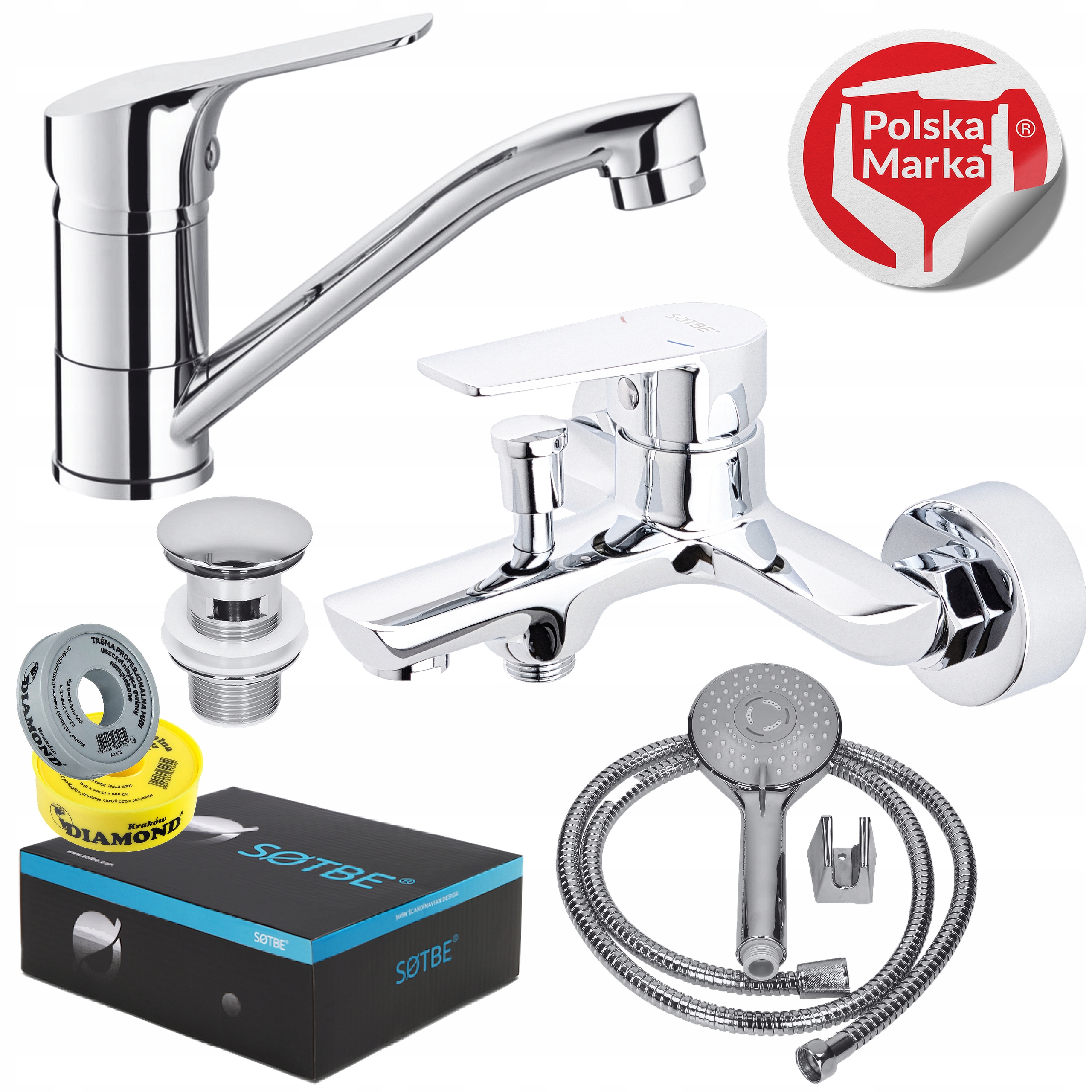 Zestaw łazienkowy bateria umywalkowa wannowe SOTBE