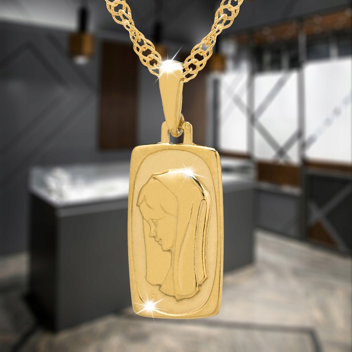 ZŁOTY ŁAŃCUSZEK KOMUNIJNY MEDALIK MATKA BOSKA 925 Marka Golden Celebrity