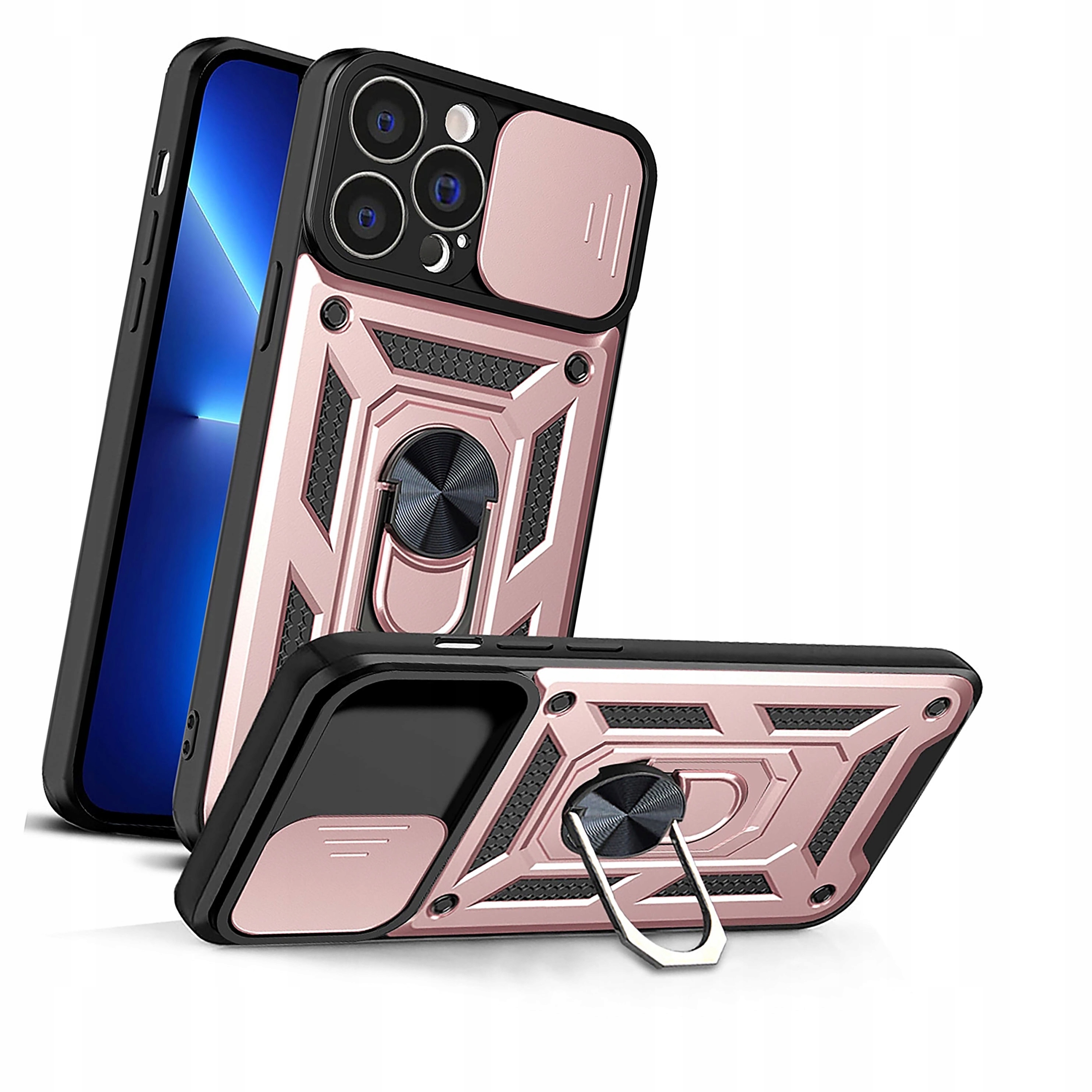 Hybrid Armor Camshield etui iPhone 13 Pro pancerny z osłoną na aparat róż