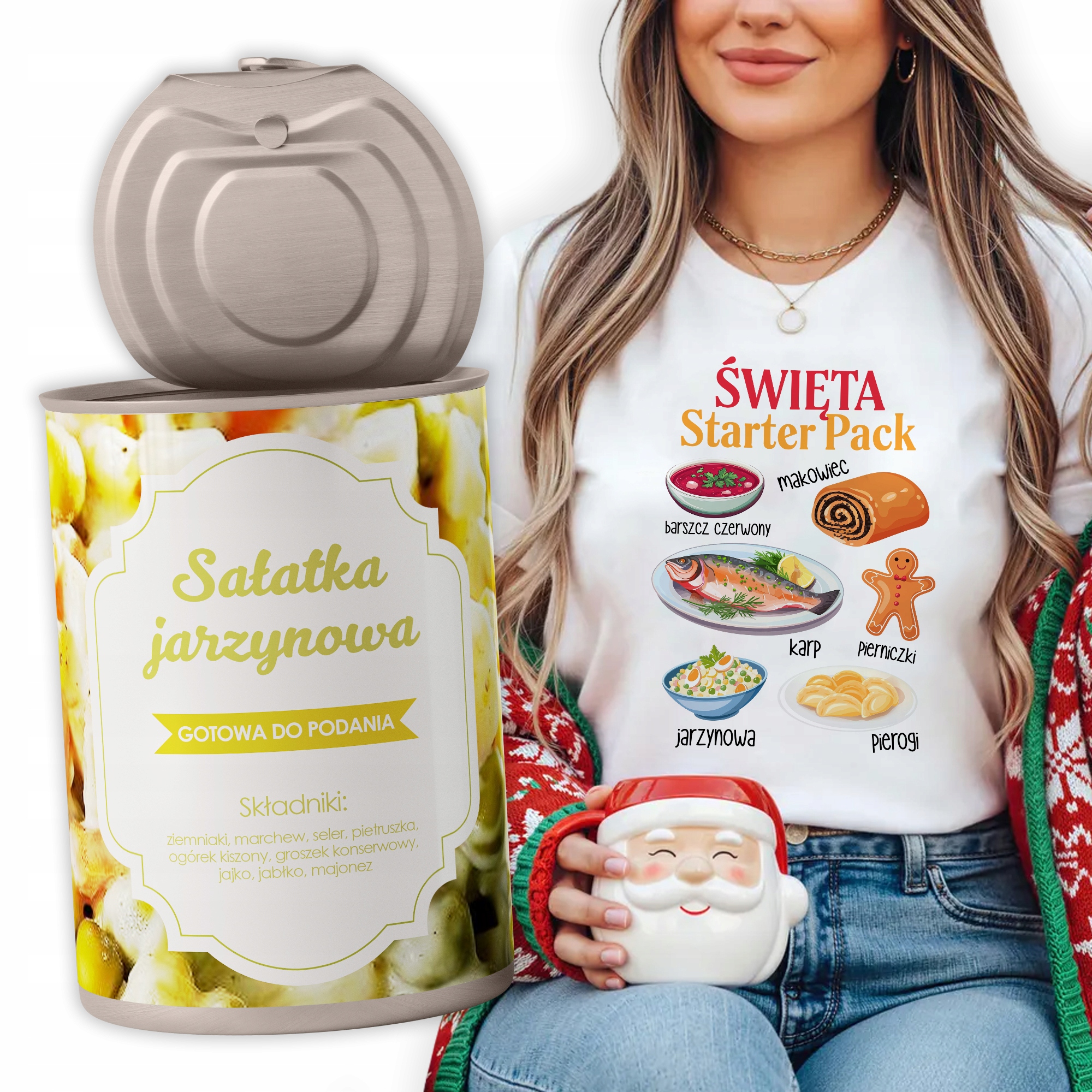 Tričko V plechovce Zeleninový salát Bílý Na Vánoce Starter Pack L