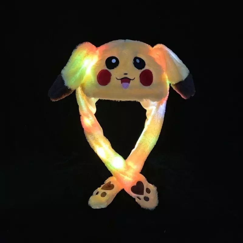 Czapka PIKACHU LED ruchome ŚWIECĄCE uszy CZAPKA z ruchomymi uszami POKEMON Rozmiar 52-58 cm