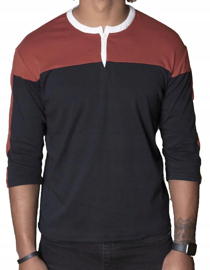 

Koszulka czarna Henley rękaw 3/4 Spear Apparel M