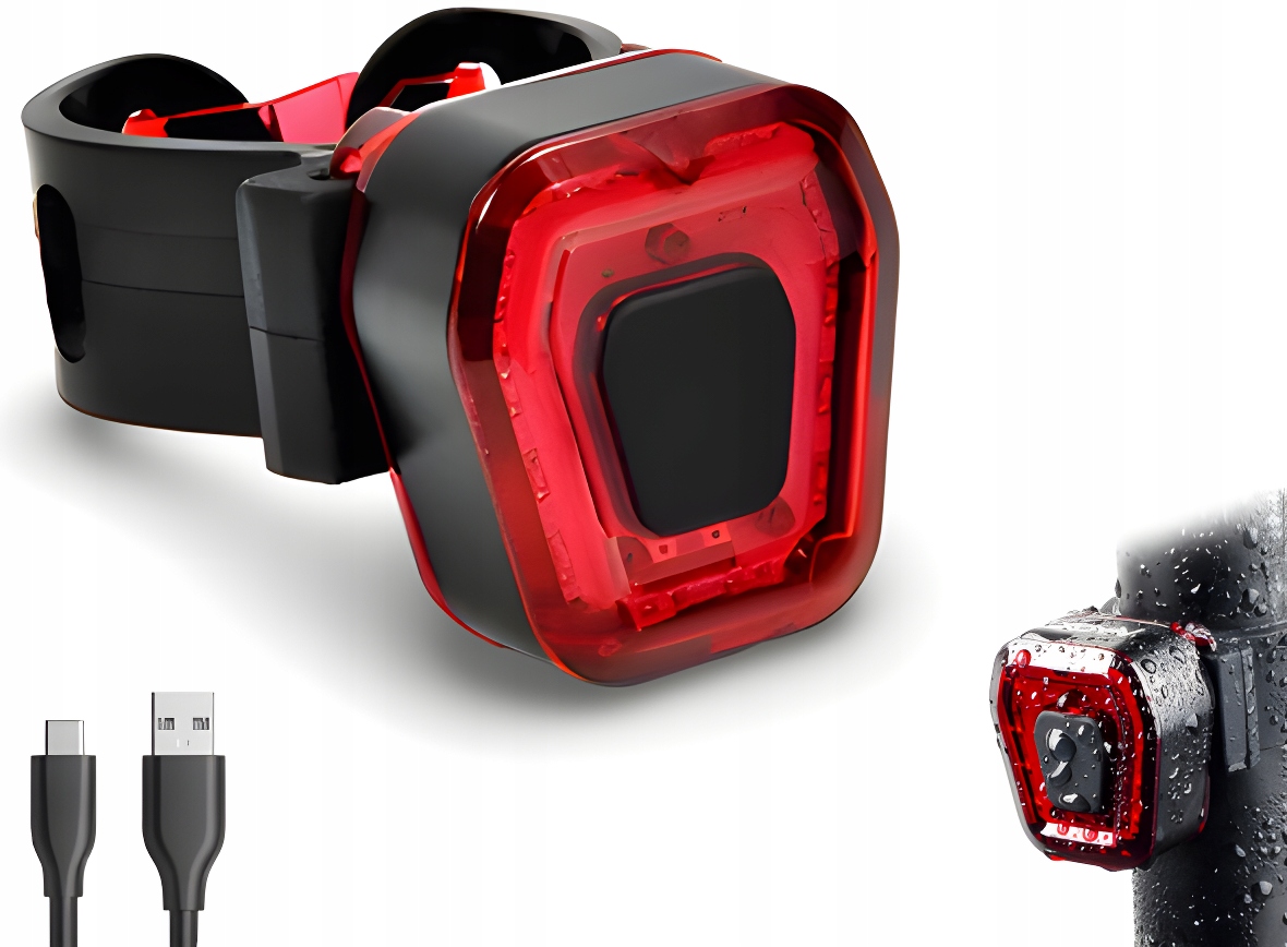 LAMPKA LED ROWEROWA AKUMULATOR TYŁ USB ŚWIATŁO CZERWONE 5 TRYBY WODOODPORNA