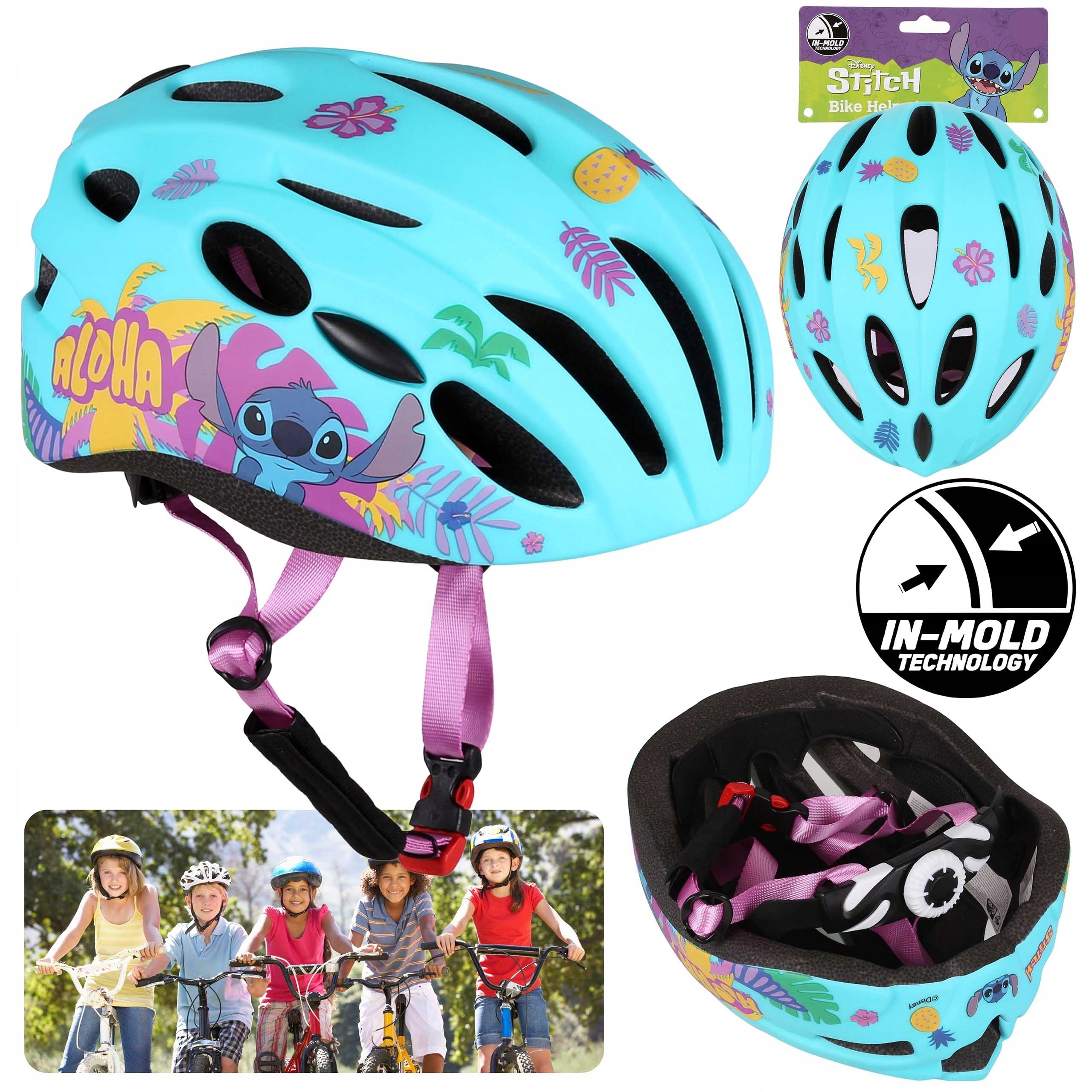Disney Stitch Kask Rowerowy In-mold dla dzieci Regulowany 52-56 cm