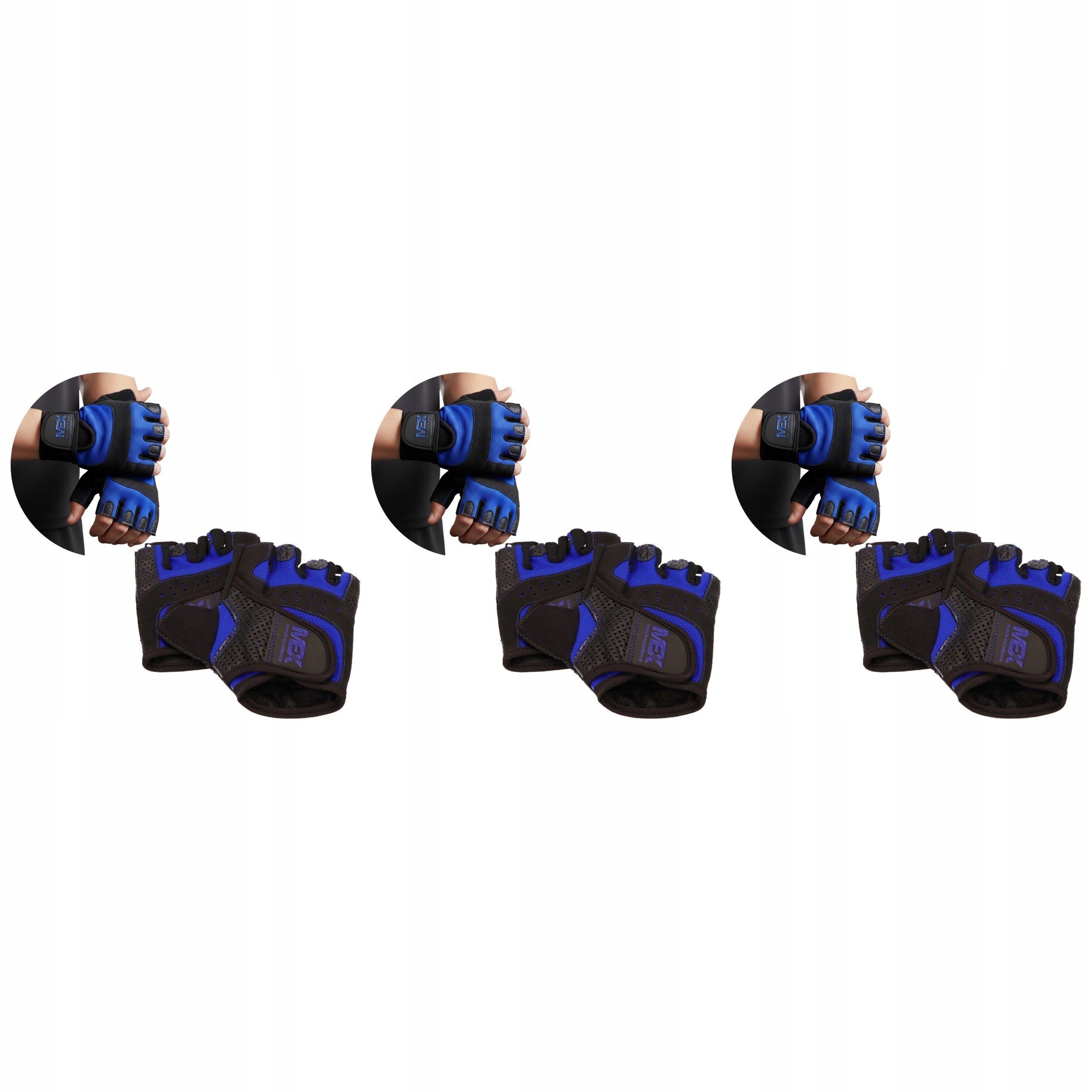 3x tréninkové rukavice do posilovny Fitness rukavice vel. M Mex