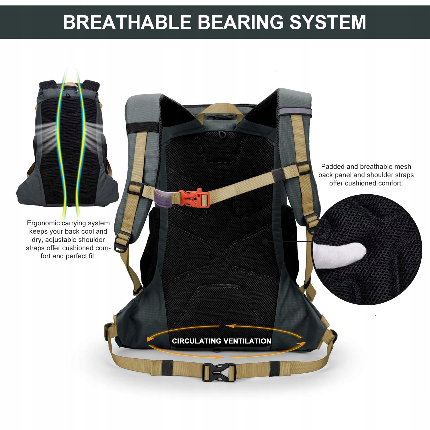MOUNTAINTOP Plecak Turystyczny 35L Lekki Unisex Na Wędrówki i Camping — miniatura 5