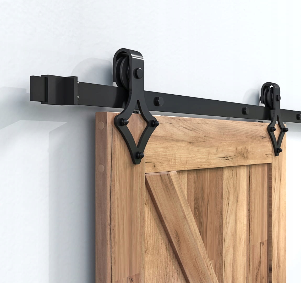 Set 200 cm Barn Door Systém Posuvných Dverí Loft Industriálny Vzor Kosoštvorcov