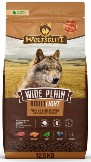 Levně Wolfsblut Dog Wide Plain Adult Light – koně a batáty 12,5 kg